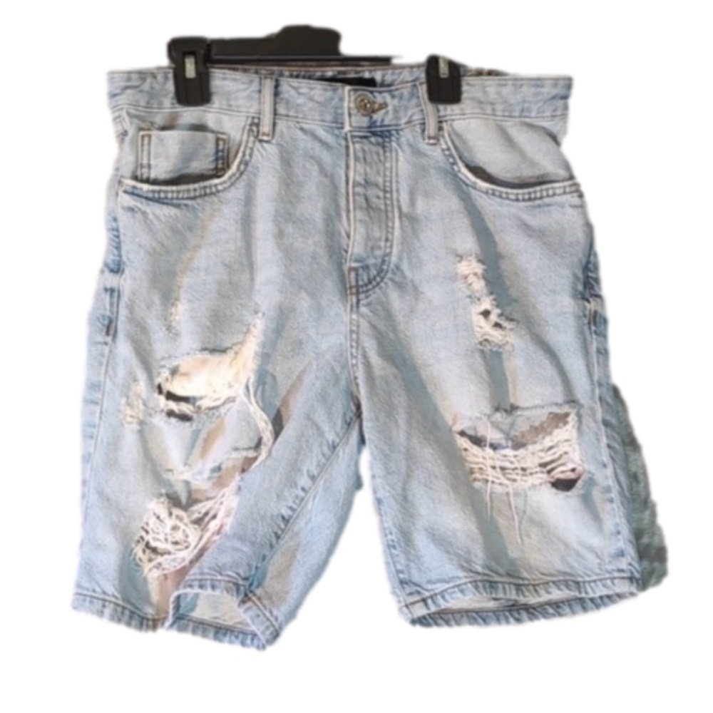 Forever 21 Blue Jean Shorts Mens Size 31 Fashionable Rips Denim